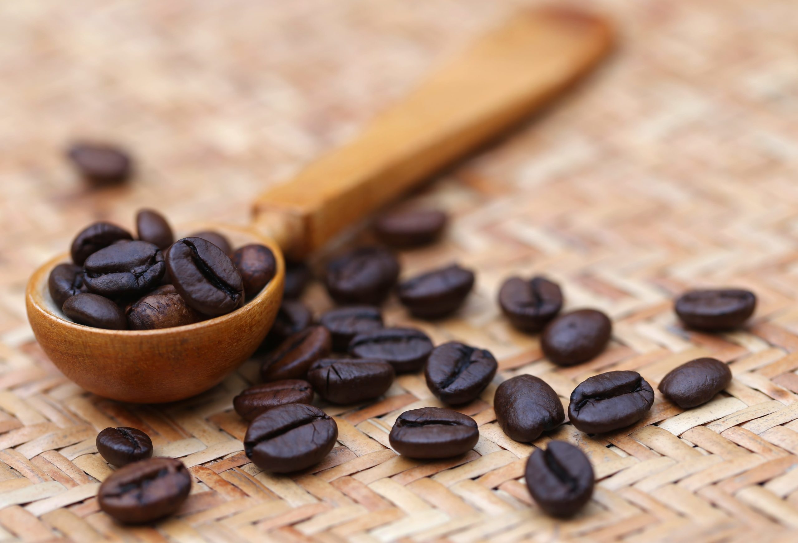 Roasted coffee beans.