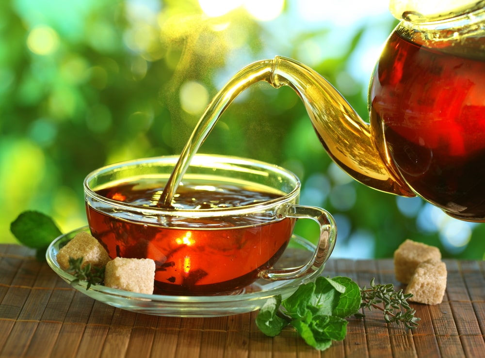 A cup of freshly brewed Oolong tea.