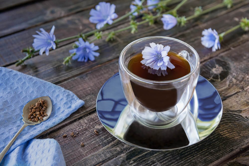 close up view of a chicory tea