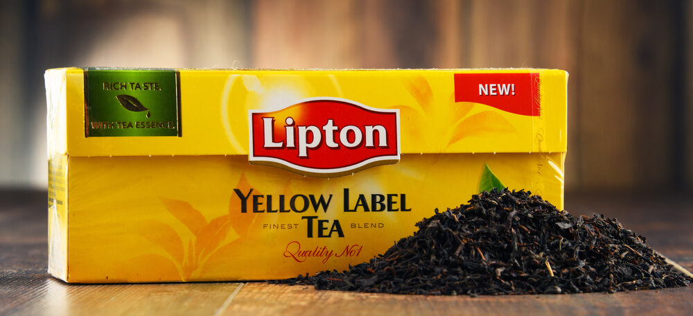 close up shot of Lipton yellow label tea