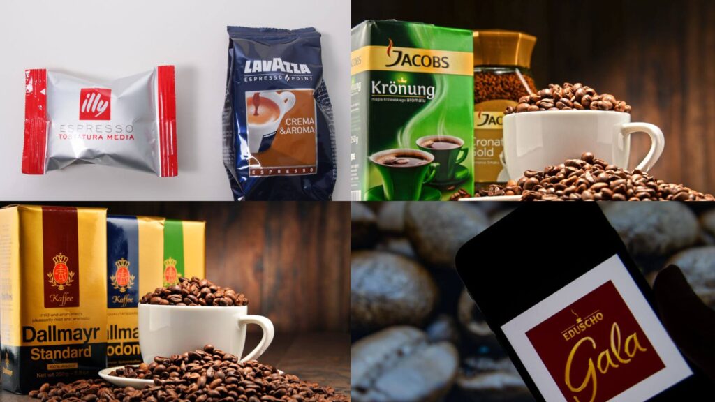 Different packages of the best European coffee brands