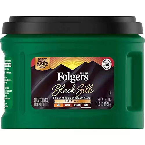 Folgers Black Silk Decaf Dark Roast Ground Coffee, 20.6 Ounces