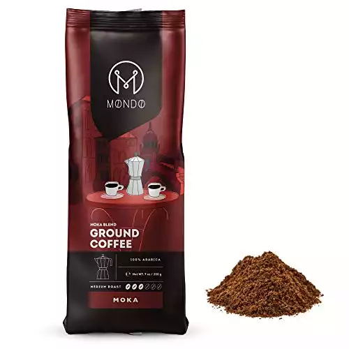 Mondo Moka Ground Coffee, Medium Roast, 100% Arabica Blend