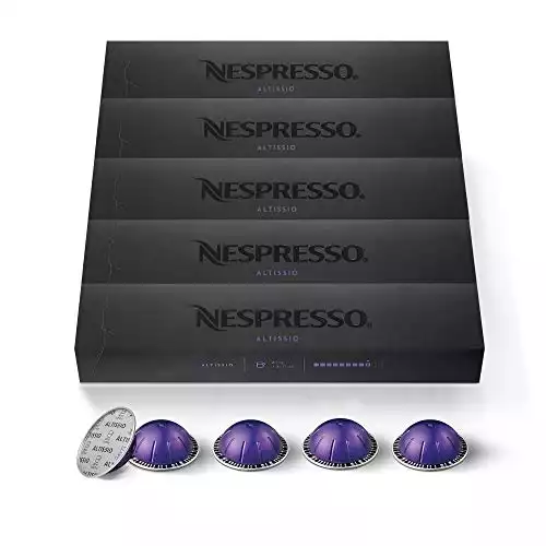 Nespresso Capsules VertuoLine, Altissio, Medium Roast Espresso Coffee, 50 Count Coffee Pods, Brews 1.35 Ounce