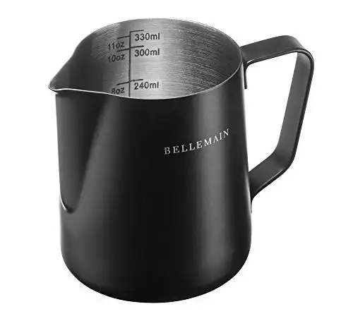 Bellemain Stainless Steel Frothing Pitcher 12oz | Milk Frother Cup, Milk Frother Pitcher | Espresso Pitcher, Milk Pitcher for Espresso Machine | Milk Steamer for Latte, Milk Steaming Pitcher