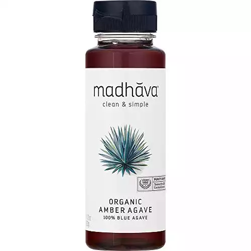 MADHAVA Organic Amber Agave, 11.75 oz. Bottle (Pack of 6), 100% Pure Organic Blue Agave Nectar, Natural Sweetener, Sugar Alternative, Vegan, Organic, Non GMO, Liquid Sweetener