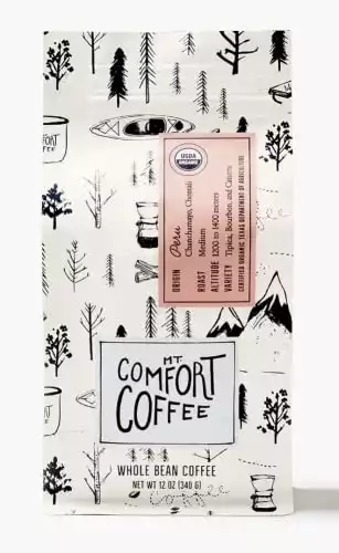 Mt. Comfort Coffee Organic Peru Medium Roast, 12 oz Bag - Flavor Notes of Nutty, Chocolate, & Citrus - Sourced From Small, Peruvian Coffee Farms - Roasted Whole Beans