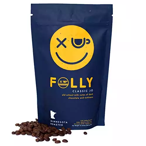 Folly Coffee | Classic Jo | Medium Roast, Rotating Single Origin (Brazil) | Fair Trade & Small Batch | Whole Bean, 12 oz Bag