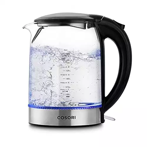 COSORI Electric Kettle for Boiling Water, 1500W Wider Mouth 1.7L Glass Electric Tea Kettle & Electric Water Boiler, Stainless Steel Inner Lid, Auto Shut-Off & Boil-Dry Protection, BPA Free, Bl...