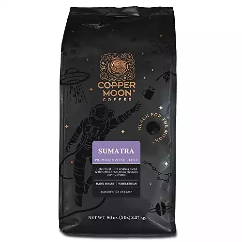 Copper Moon Whole Bean Coffee, Dark Roast, Sumatra Blend, 5 Lb