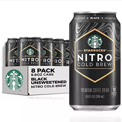 Starbucks Nitro Cold Brew, Black Unsweetened, 9.6 fl oz Can (8 Pack) (Packaging May Vary)