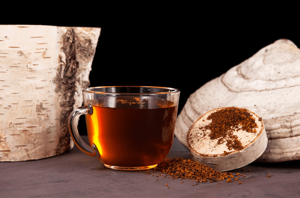 Chaga tea with ground