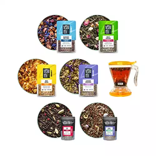 Tiesta Tea - Ultimate Live Loose Kit, Loose Leaf Tea Set with Black, Green, Herbal Tea Sample Bags, 16 Ounce Bottom Dispensing Tea Infuser, Brews Hot & Iced Tea