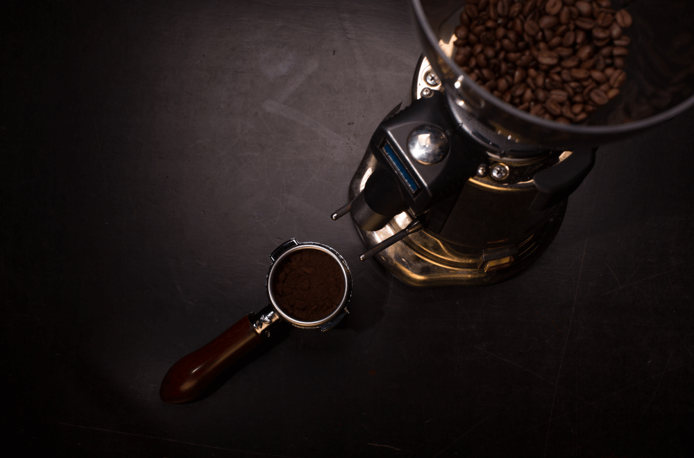 Burr coffee grinder top view