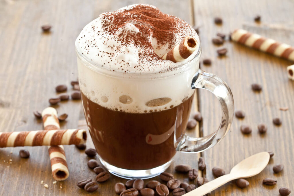 Cup of coffee with creamy milk foam