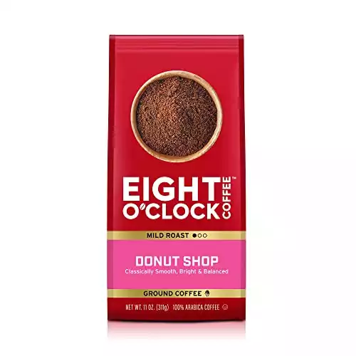 Eight O'Clock Coffee Donut Shop, Mild Roast, 100% Arabica Ground Coffee, Kosher Certified, 11 Oz