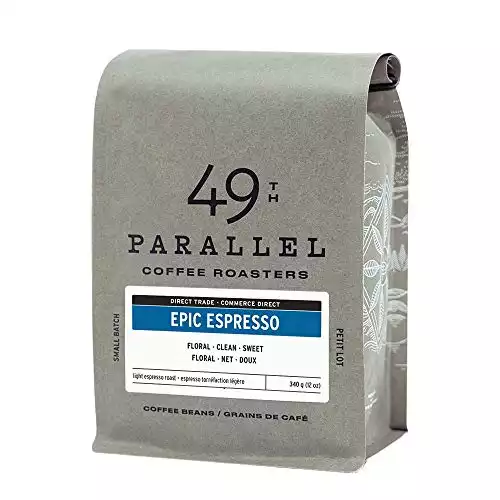 49th Parallel Coffee Roasters – Epic Espresso Whole Beans – Gourmet Light Roast Coffee, 12oz
