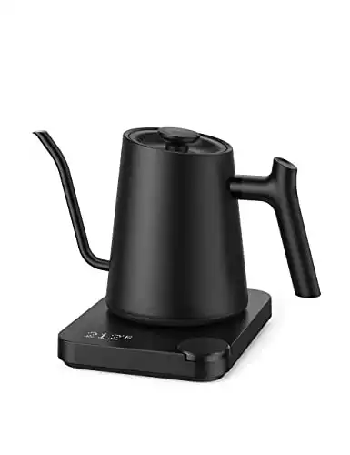 Gooseneck Electric Pour-Over Kettle, Temperature Variable Kettle for Coffee Tea Brewing, 0.9L Stainless Steel Kettle, Temperature Holding, Built-in Stopwatch