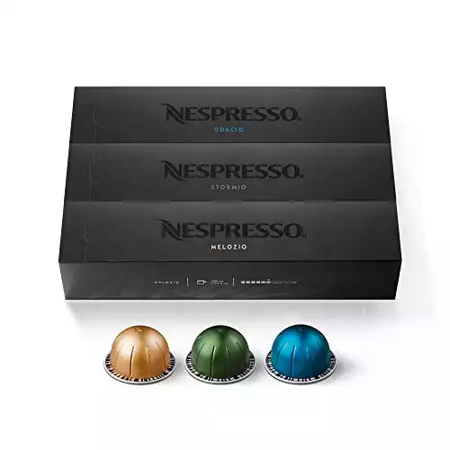 Nespresso Capsules VertuoLine, Medium and Dark Roast Coffee, Variety Pack, Stormio, Odacio, Melozio, 30 Counts