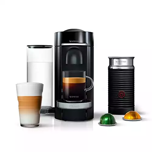 Nespresso VertuoPlus Deluxe Coffee and Espresso Machine by De'Longhi with Milk Frother, Piano Black