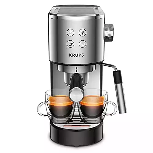 Krups Virtuoso XP442C40 Pump Espresso Coffee Machine, Stainless Steel