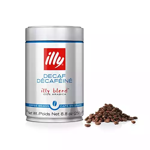 illy Italian Whole Bean Decaffeinated Coffee, One Can, 8.8-ounces