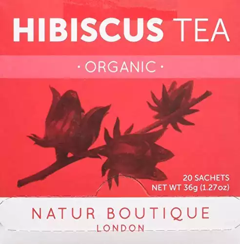 Natur Boutique Organic Hibiscus Tea Sachets, 1 Pack of 20 Sachets