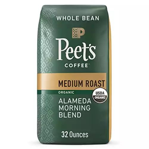 Peet's Coffee, Medium Roast Whole Bean Coffee - Organic Alameda Morning Blend 32 Ounce Bag, USDA Organic
