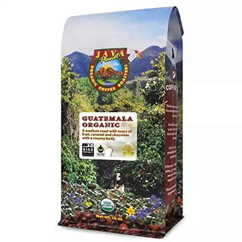 Java Planet, Organic Coffee Beans, Guatemalan Single Origin, Fair Trade, Gourmet Low Acid Medium Roast of Arabica Whole Bean Coffee, Certified Organic, Smithsonian Bird Friendly Certified, 1LB Bag