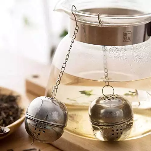 6 Pack Loose Leaf Tea Infuser, Stainless Steel Tea Filters Loose Leaf Tea Infuser Strainers Interval Diffuser with Extended Chain Hook to Brew Loose Leaf Tea, Spices & Seasonings