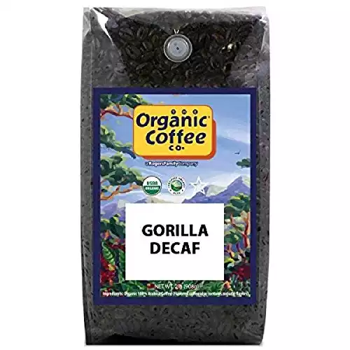 The Organic Coffee Co. Whole Bean Coffee - Gorilla Decaf (2lb Bag), Medium Roast, Swiss Water Processed
