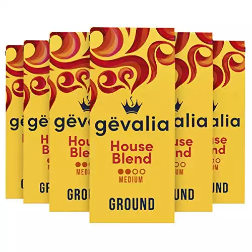 Gevalia House Blend Medium Roast Ground Coffee (12 oz Bags, Pack of 6)