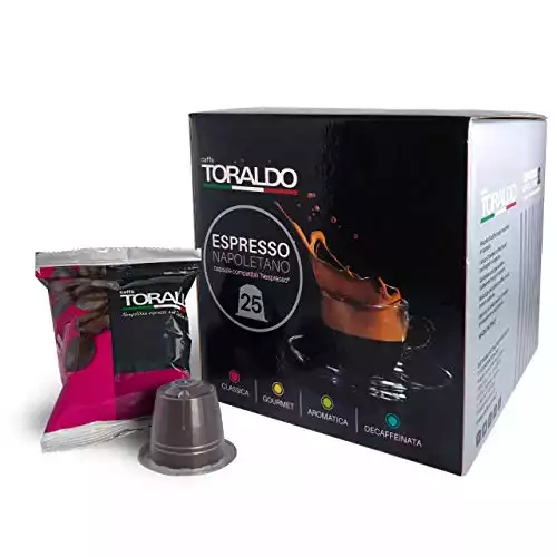 Caffe Toraldo, REAL ITALIAN Classic Espresso Coffee Capsules. Compatible with Original nespresso machine. (25 Pods) (Classica)