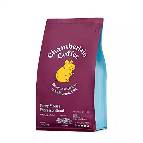 Chamberlain Coffee Fancy Mouse Espresso Blend - Extra Bold, Dark Roast, Organic Coffee, Whole Bean, 12oz