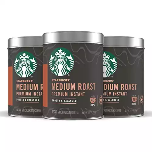 Starbucks Premium Instant Coffee — Medium Roast — 100% Arabica — 3 Tins (up to 120 servings total)