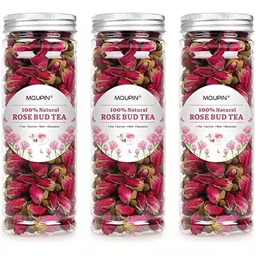 MQUPIN Rose Bud Tea Dried Red Rose-100% Natural Pure Flower Edible Buds Tea Culinary Food Grade Red Rosebud for Drinking DIY Gift (250g/3Packs)