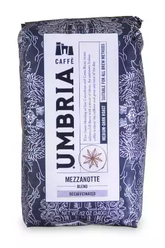 Caffe Umbria Mezzanotte Decaf Blend, 12-Ounce Bags (Pack of 2)