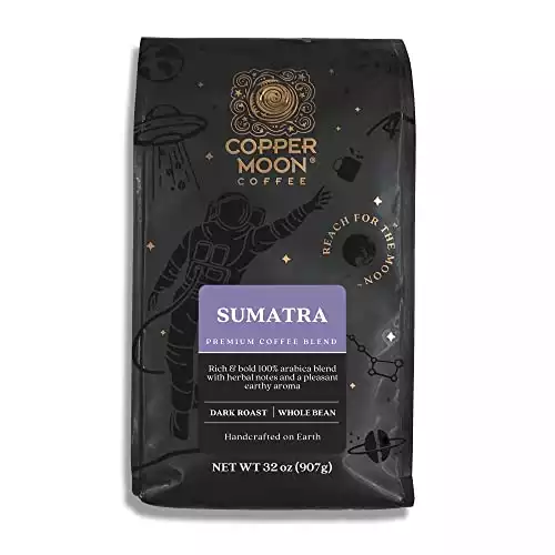 Copper Moon Whole Bean Coffee, Dark Roast, Sumatra Blend, 2 Lb