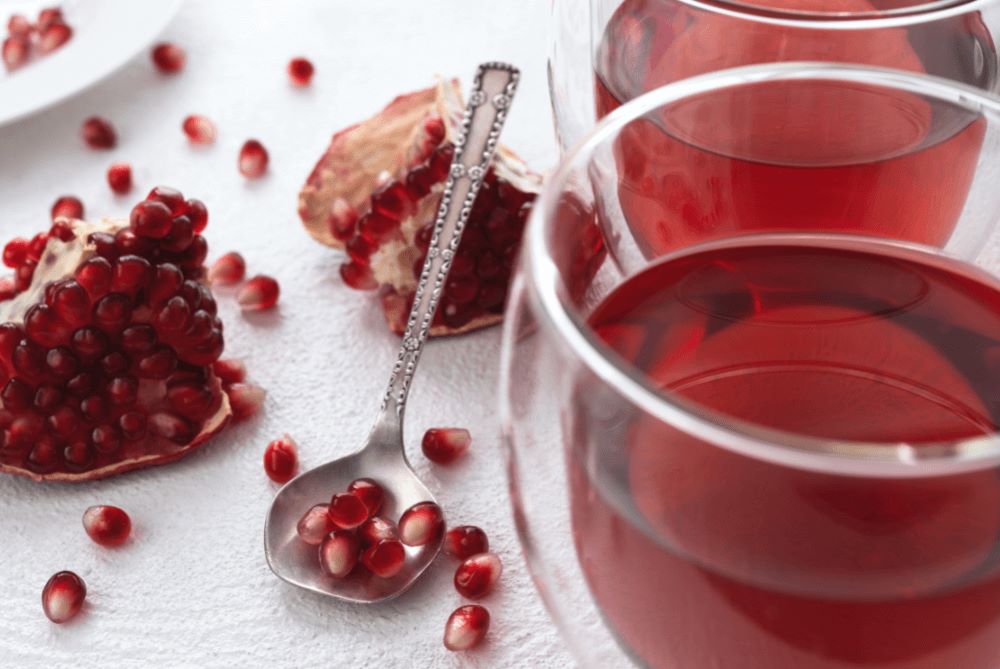 A glass of pomegranate tea