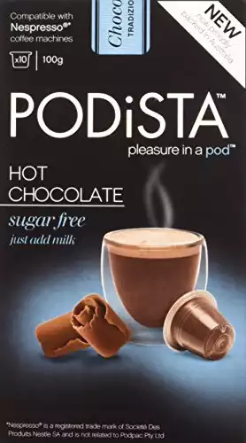 Hot Chocolate Nespresso Compatible Capsules Hot Cocoa Pods - Sugar Free - 10 Pod Package
