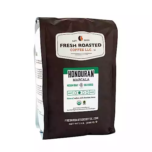 Fresh Roasted Coffee, Organic Honduran Marcala, 2 lb (32 oz), Medium Roast, Fair Trade Kosher, Whole Bean