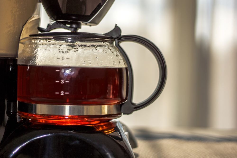 Drip coffee machine making coffee