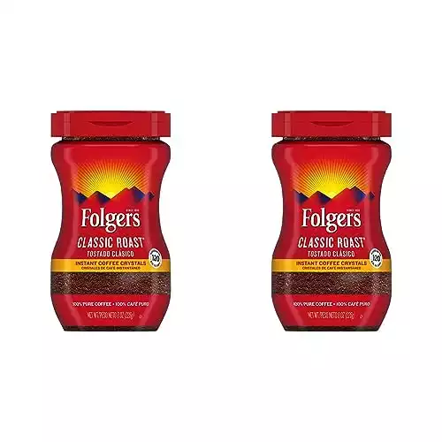 Folgers Classic Roast Instant Coffee Crystals, 8 Ounces (Pack of 2)