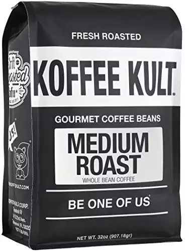 Koffee Kult Koffee Kult Medium Roast Smooth and Flavorful Medium Roast Coffee Beans- Perfect for a Relaxing Cup Anytime (Medium Roast, 32oz)