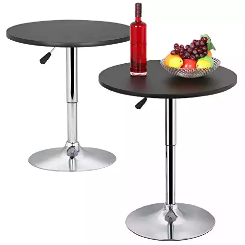 Topeakmart Modern Round Bar Table Adjustable Bistro Pub Counter Swivel Cafe Tables Set of 2