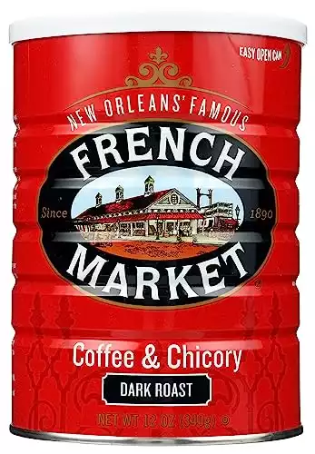 French Market Coffee, Coffee & Chicory, Dark Roast Ground Coffee, 12-Ounce Metal Can