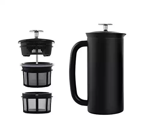 ESPRO - P7 French Press - Double Walled Stainless Steel Insulated Coffee and Tea Maker with Micro-Filter - Keep Drinks Hotter for Longer, Perfect for Home (Matte Black, 32 Oz)