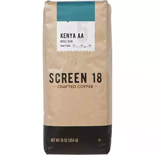 Screen 18 Specialty Grade Premium Kenya AA Coffee Beans, Single Origin, Medium Dark Roast, Whole Beans, 1 LB