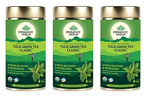 Organic India Tulsi Green - 100g Tin (Set of 3)