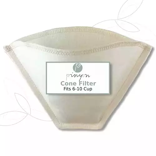 Cloth Reusable Cone Coffee Filter (Size #4) - Made in Canada of Hemp and Organic Cotton - Zero Waste, Eco-Friendly, Natural Filter for Drip Coffee Makers